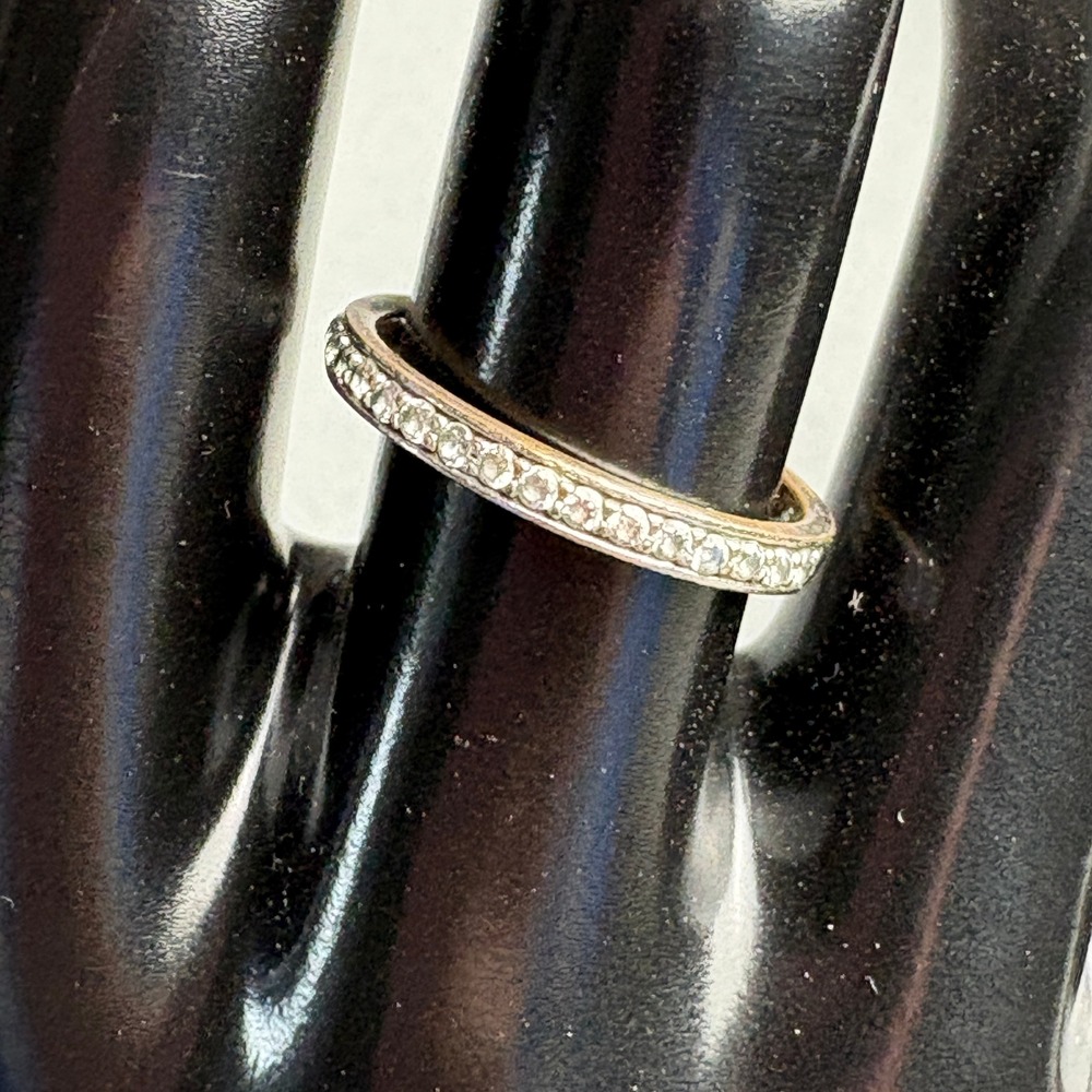 Silver Tone Pave Crystal Eternity Band Ring Size 7.5 D Hallmark